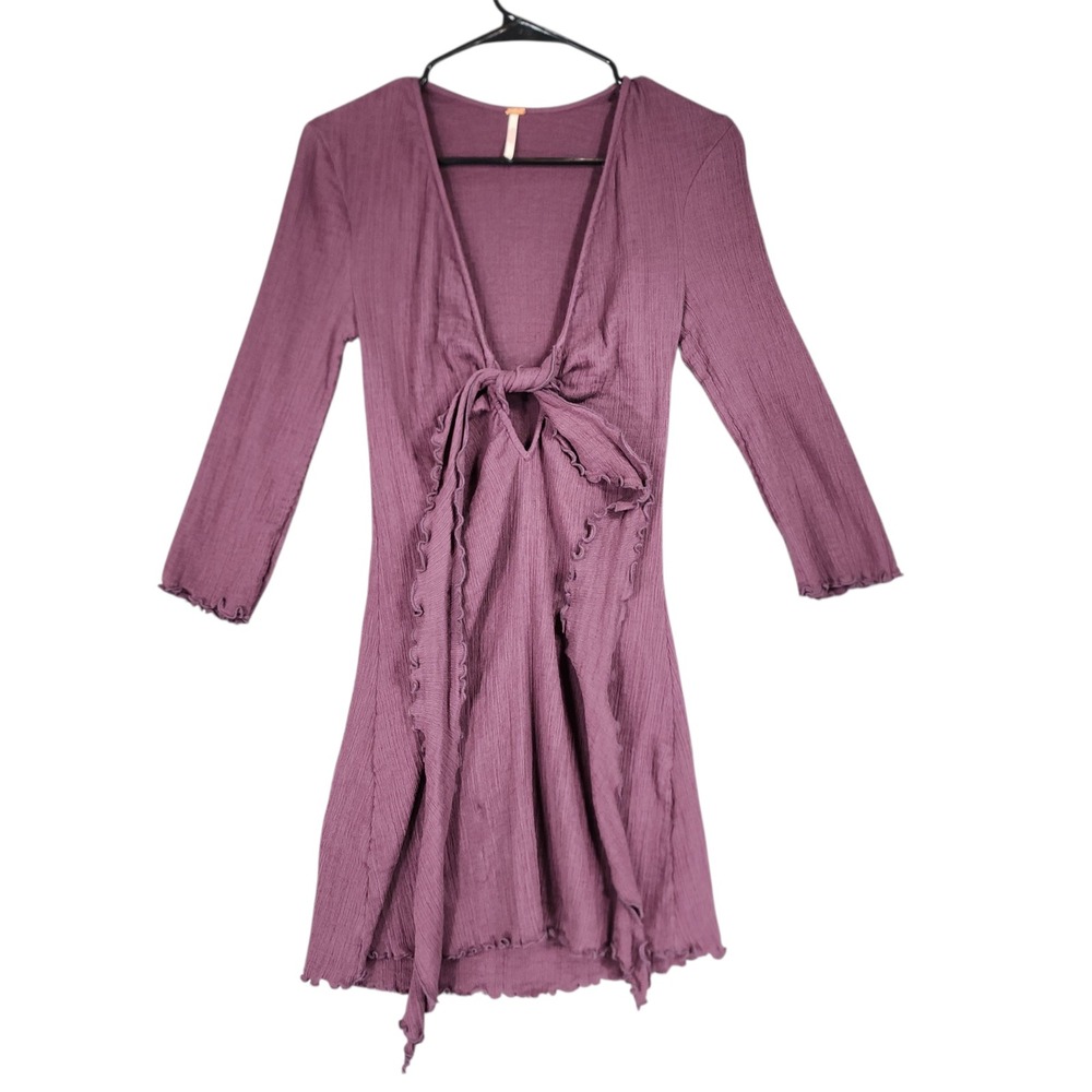 Free People Mini Dress S Kianni Purple‎ Tie Front ASOS General Hospital Josslyn